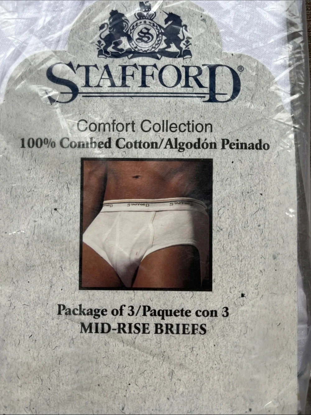 Vintage Stafford Comfort 100% Cotton Mid-Rise Briefs Underwear 3 Pack XL 40-42